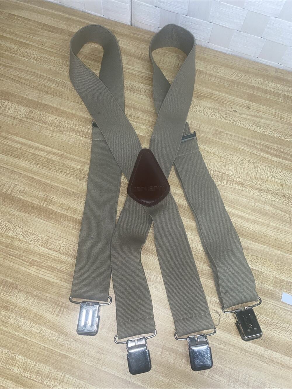Carhartt Mens Utility Suspenders Khaki Heavy Duty Adjustable Stretch Metal Clips